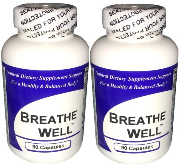 Botellas suplemento Breathe Well 90 cápsulas apoyo respiratorio