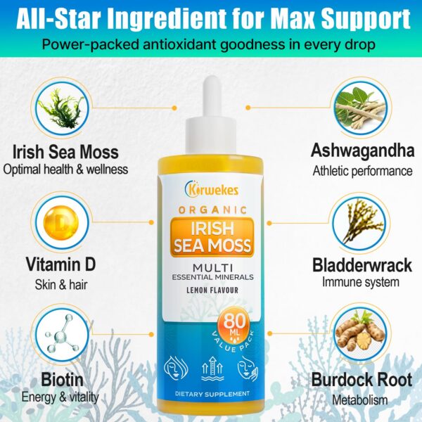 Version 1.0.0 Extractos naturales gotas musgo marino Kirwekes para salud