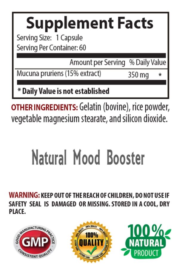 Version 1.0.0 Frasco de Mucuna Pruriens extracto natural para mujeres 60 cápsulas