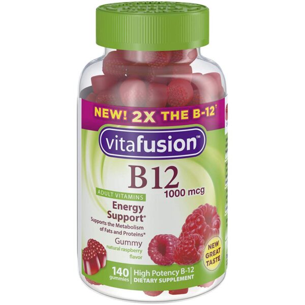 Botellas Vitafusion vitaminas B-12 sabor gomitas sin gluten