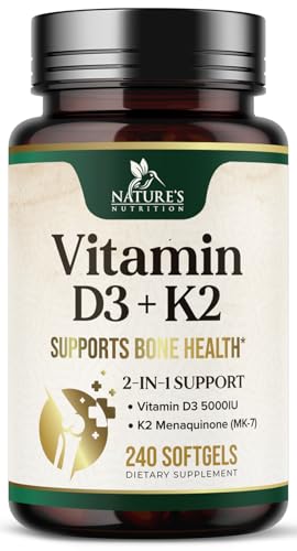 Botella Nature's Nutrition softgels vitamina d3 k2 5000 ui