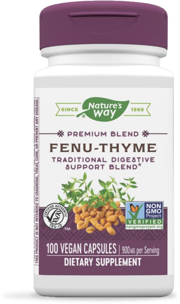 Botella de Nature's Way Fenu-Thyme soporte digestivo 100 cápsulas