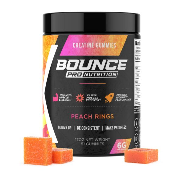 Bounce Pro gomitas creatina durazno empaque frontal