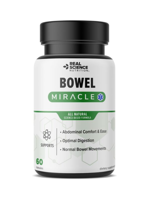 Version 1.0.0 Bowel Miracle suplemento salud intestinal Real Science Nutrition botella
