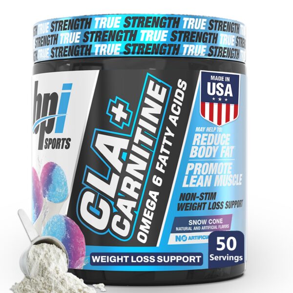 Frasco de CLA+Carnitine Snow Cone frasco y etiqueta