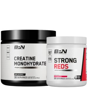 Frasco BPN Creatine Monohydrate y Strong Reds