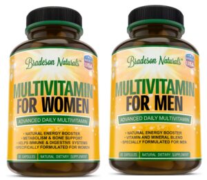 Envase de multivitamínicos para mujeres y hombres