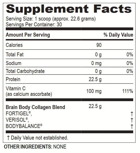 Etiqueta y empaque de Brain Body Collagen