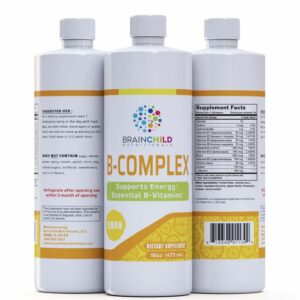 Botella BrainChild Nutritionals con etiqueta