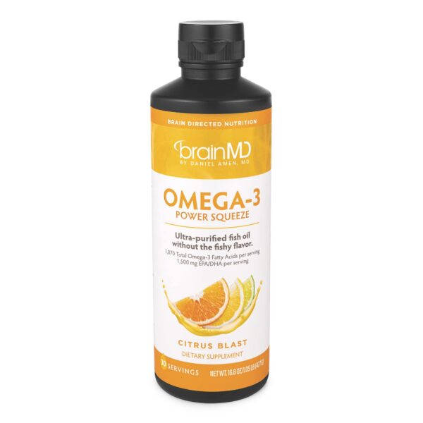 BrainMD Omega-3 Power Squeeze citrus frontal
