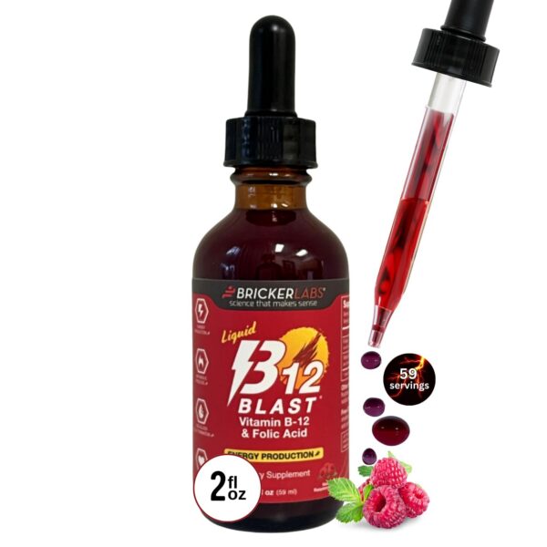 Bricker Labs B-12 Blast suplemento líquido vitamina B12 y ácido fólico