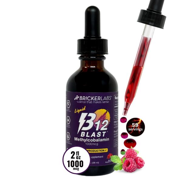 Bricker Labs B12 Blast botella vista frontal vitamina líquida b12
