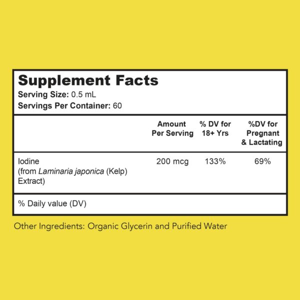 Goteo y etiqueta de Iodine Plus