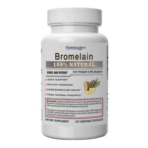 Frasco de bromelina natural Superior Labs 120 cápsulas vegetales