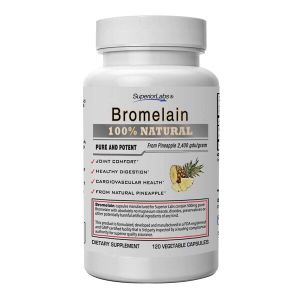Version 1.0.0 Frasco de bromelina natural Superior Labs 120 cápsulas vegetales