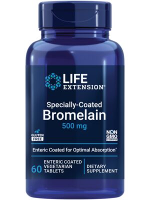 Frasco de Bromelina recubierta Life Extension 60 tabletas