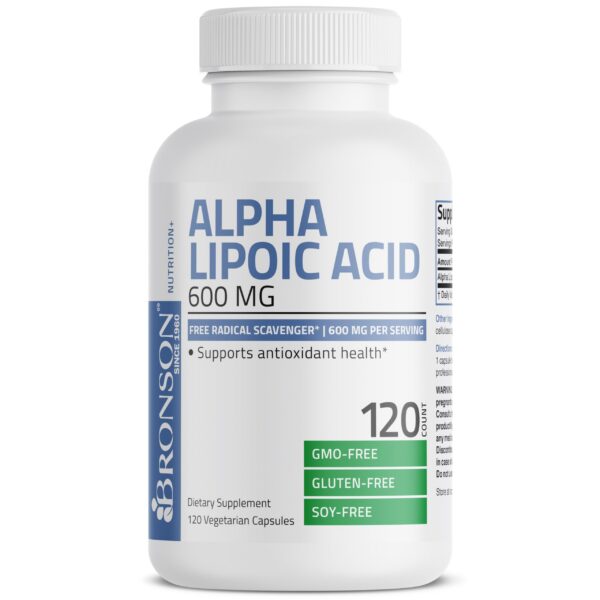 Cápsulas vegetarianas Bronson Alpha Lipoic Acid 600 mg