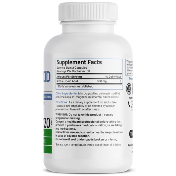 Etiqueta del producto Bronson Alpha Lipoic Acid