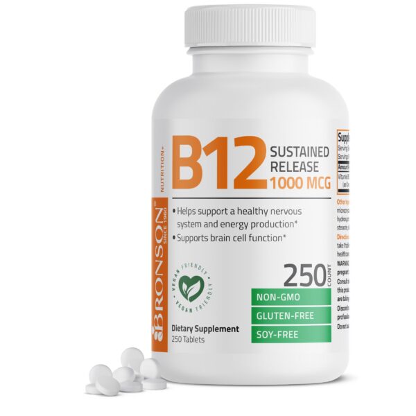 Frente de la botella Bronson B12 1000mcg