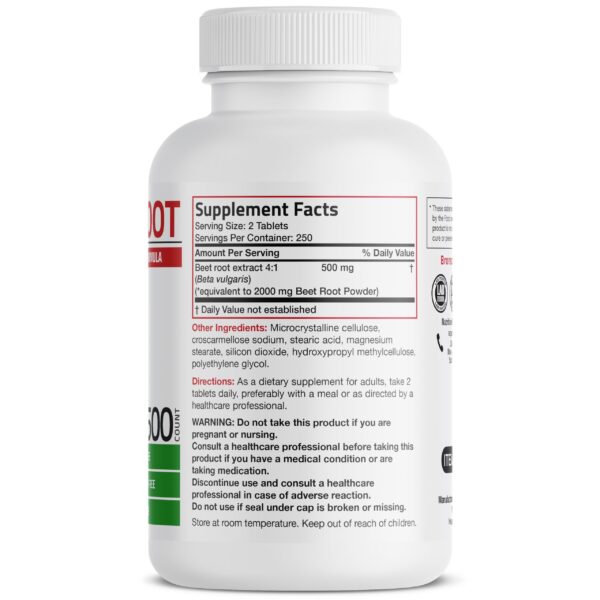 Vista lateral del frasco Bronson Beet Root