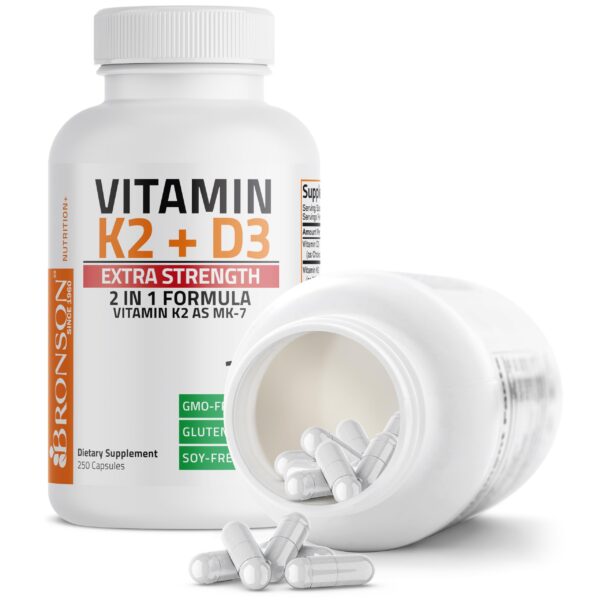 Bronson cápsulas vitamina D3 y K2 MK7 para soporte óseo y cardiovascular