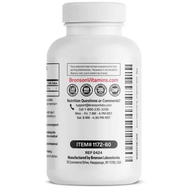 Frasco Bronson CoQ10 100 mg con etiqueta