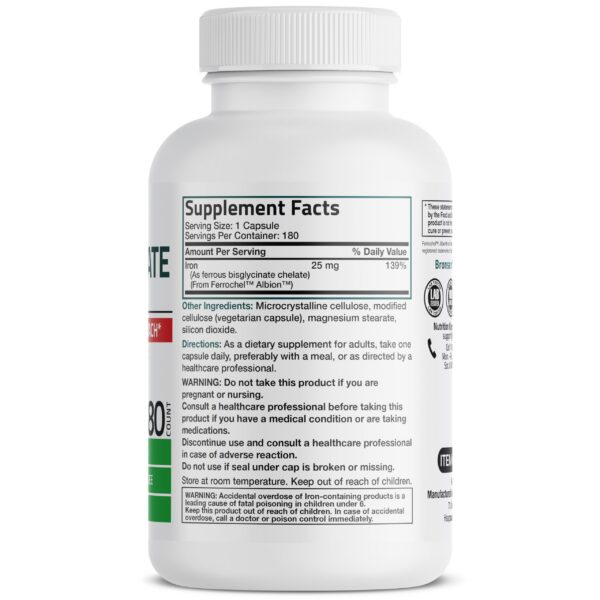 Cápsulas de hierro bisglicinato Bronson