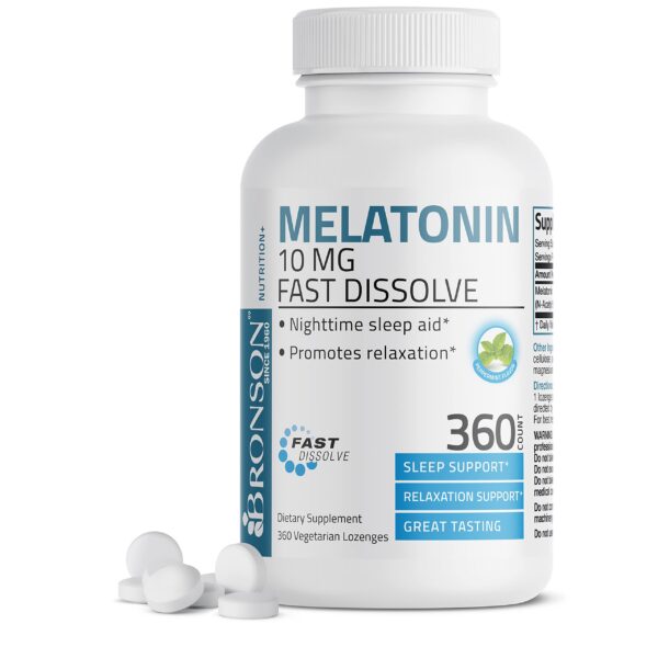 Bronson Melatonina 10 mg tabletas de disolución rápida botella frontal