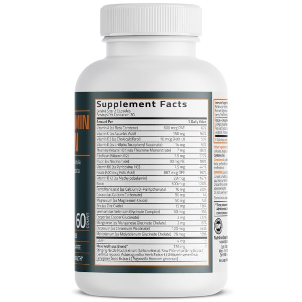 Etiqueta frontal Bronson Multivitamin para hombres