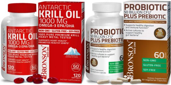 Version 1.0.0 Bronson Probiotic con Krill Oil botella etiqueta