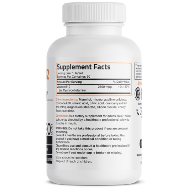 Etiqueta del producto Bronson Vitamin B12 2500 mcg