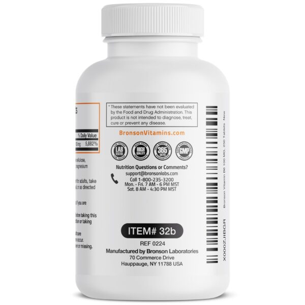 Caja de vitamina B6 Bronson para función inmunológica