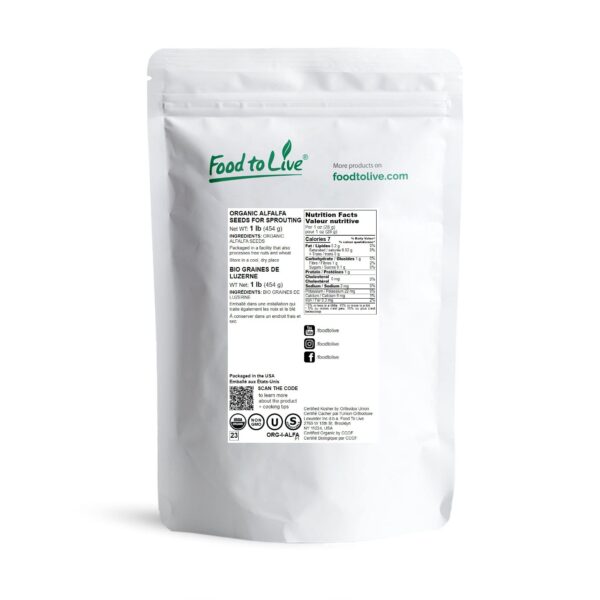 Brotes de Semillas Orgánicas de Alfalfa