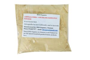 BSD Organics polvo de Ashwagandha planta ancestral presentación