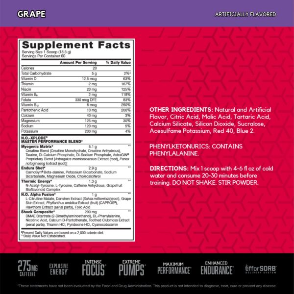 Frente de envase N.O.-XPLODE