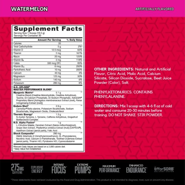 Version 1.0.0 BSN N.O.-XPLODE etiqueta sabor Sandía