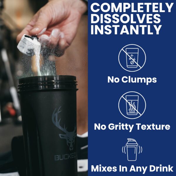 Etiqueta del envase Bucked Up con información de producto