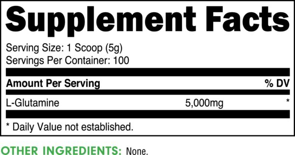 Etiqueta Bucked Up L-Glutamina 500 g
