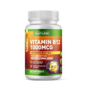 Frasco de Built by Nature B12 1000 mcg softgels