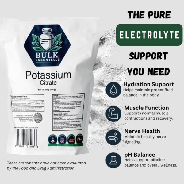 Detalle de etiqueta Bulk Essentials Citrato de potasio