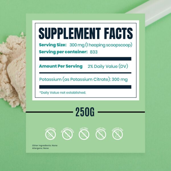 Etiqueta lateral Bulk Essentials Citrato de potasio