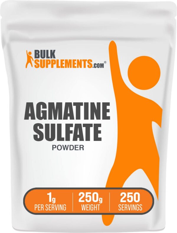 Polvo de sulfato de agmatina BulkSupplements en frasco
