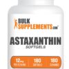 Frasco y etiqueta del producto BulkSupplements Astaxantina 12 mg