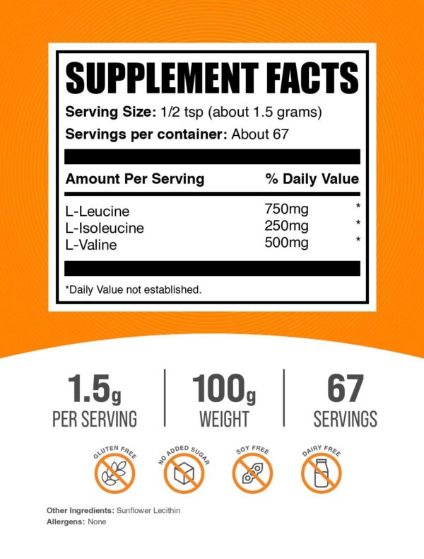 Etiqueta de BCAA BulkSupplements 3:1:2