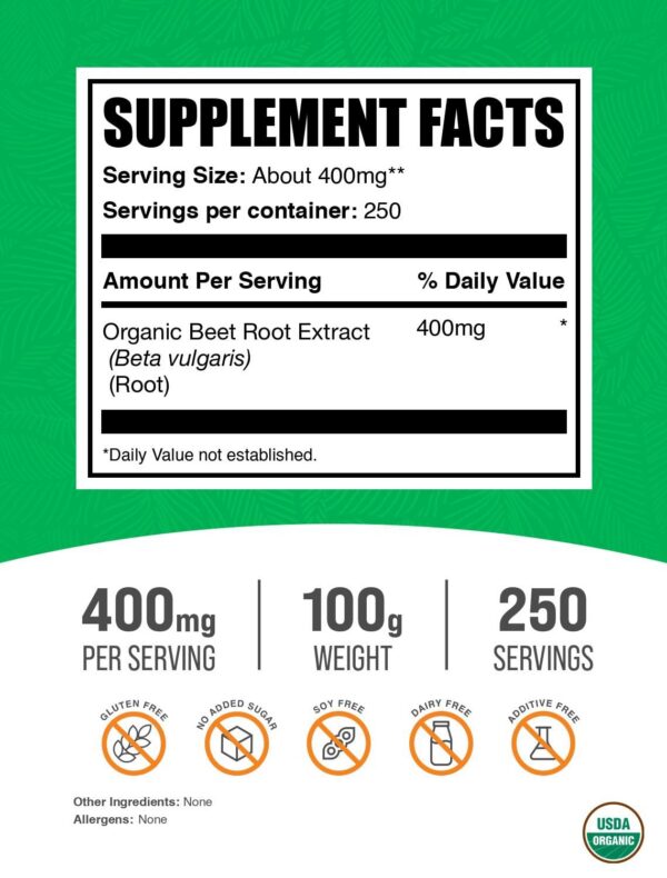 Version 1.0.0 Etiqueta de BulkSupplements Beet Root Extract