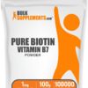 Biotina en polvo BulkSupplements etiqueta frontal