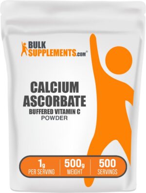 Frasco de polvo de calcio ascorbato BulkSupplements
