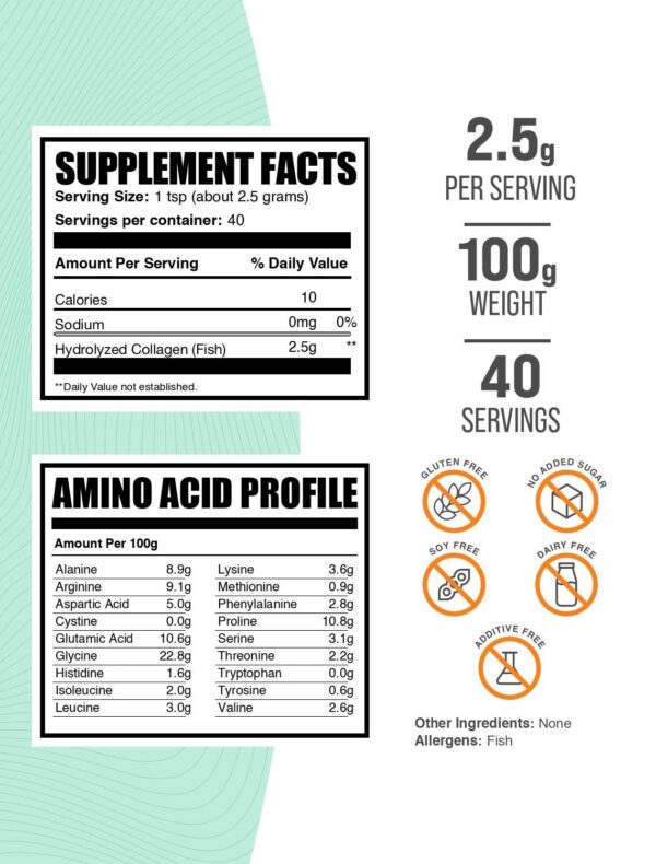 Version 1.0.0 Polvo de colágeno marino hidrolizado listo para mezclar