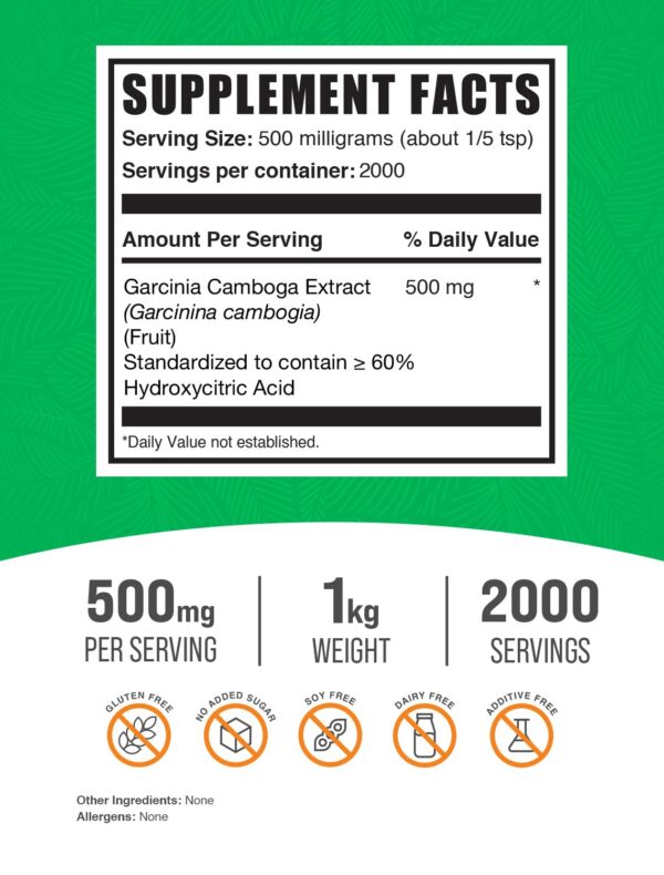 Frasco de Garcinia Cambogia visto lateral