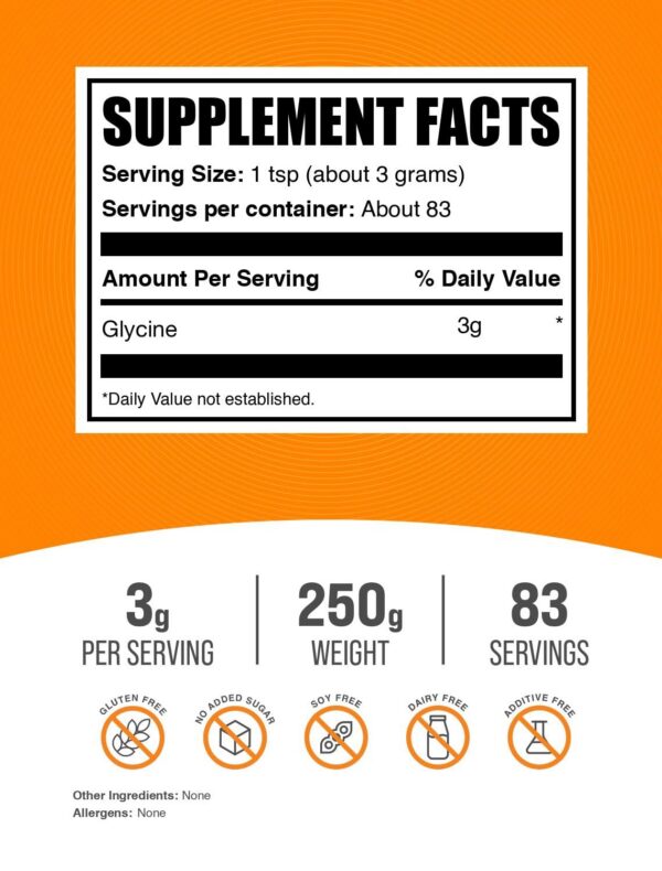 Envase BulkSupplements Glycine Powder